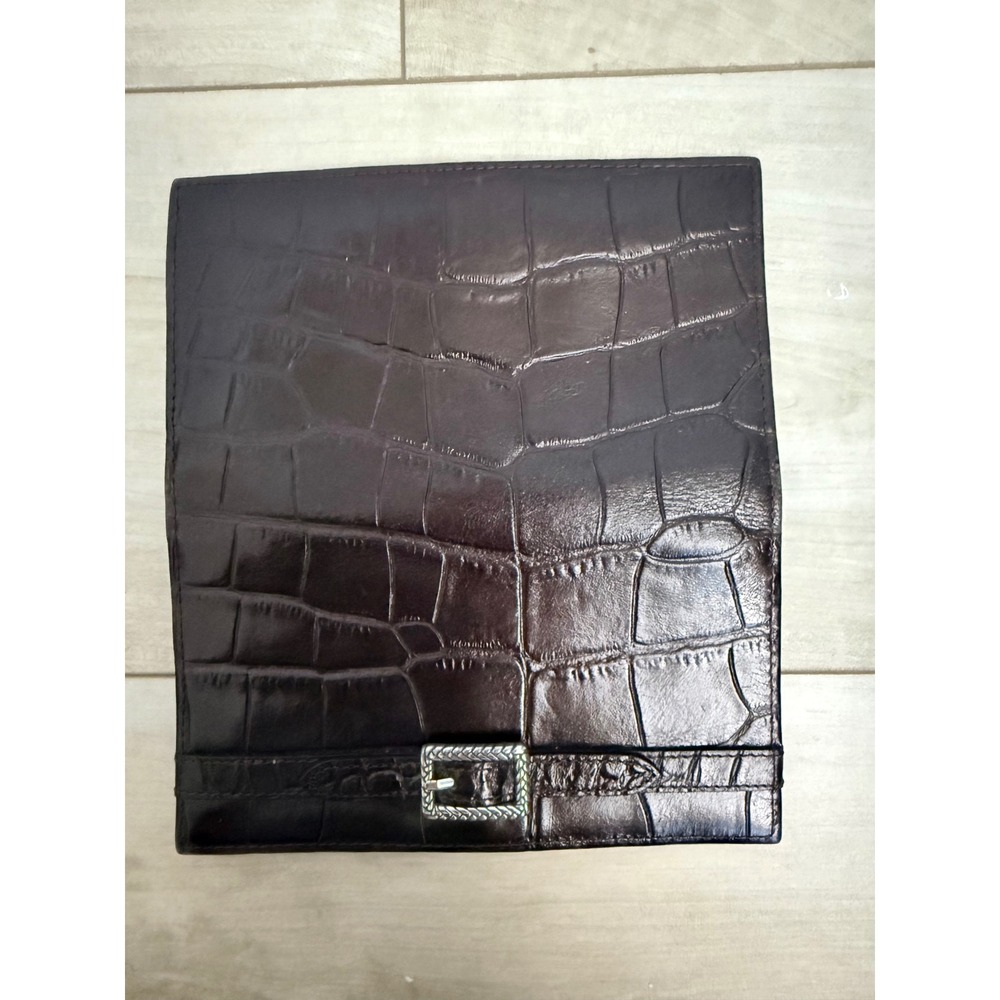 Brighton Black Croc Embossed Leather Wallet With Silver Buckle - Picture 6 of 10
